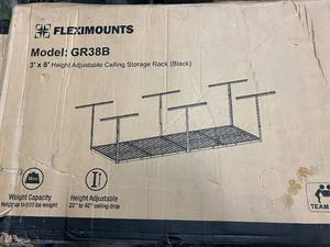 lot 142 image: Fleximounts 3x 8 Height Adjustable Storage Rack- Black