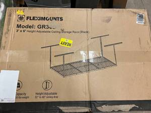 lot 143 image: Fleximounts 3x 6 Height Adjustable Storage Rack- Black