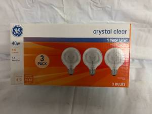 lot 182 image: 5 x 3 Packs of GE Crystal Clear 40w Light Bulbs