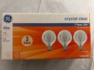 lot 183 image: 5 x 3 Packs of GE Crystal Clear 40w Light Bulbs