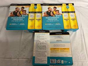 lot 228 image: 3 Boxes of Neutrogena Beach Defense WaterSun Protection 60 SPF Spray Sunscreen
