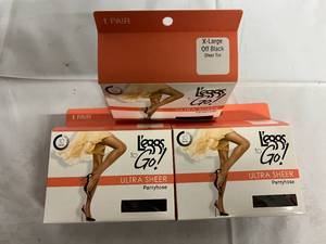 lot 114 image: 3 Pairs of XL Off Black Leggs to Go Pantyhose