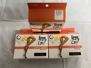 lot 115 image: 3 Pairs of XL Off Black Leggs to Go Pantyhose