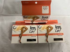 lot 116 image: 3 Pairs of XL Off Black Leggs to Go Pantyhose