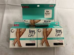 lot 117 image: 6 Pairs of Plus, Jet Black, Knee High Leggs to Go Pantyhose