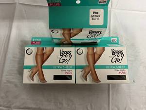 lot 119 image: 6 Pairs of Plus, Jet Black, Knee High Leggs to Go Pantyhose