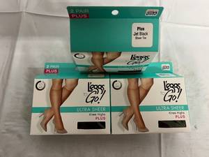 lot 120 image: 6 Pairs of Plus, Jet Black, Knee High Leggs to Go Pantyhose