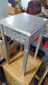 lot 45 image: 2 Drawer Oak File Cabinet and Mirrored Stand