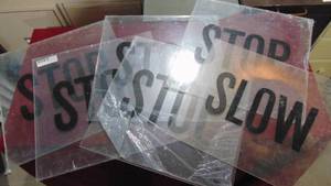 lot 113 image: Stop and Slow Plastic Sign Inserts