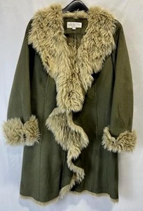 Vintage Donna Salyers Fabulous-Furs Faux Suede & Faux Fur Cascade Hook Front Coat (Womens Size XS) in Excellent Condition