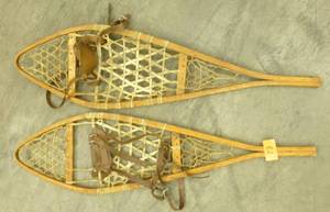 Vintage snow shoes leathertallow binding