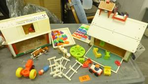 Vintage Fisher Price Barn and School