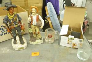 2 collectible decanters and a new set of tumblers