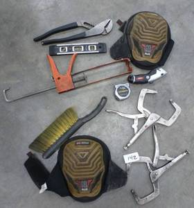 vise grips, knee pads and misc tools