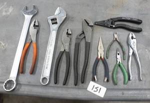 Lot of wrenches, needle nose, wire strippers