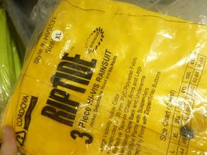 4 sets of XL rain suits - yellow