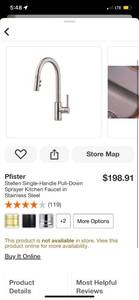 lot 14 image: Pfister Stellen Single-Handle Pull-Down Sprayer Kitchen Faucet in Stainless Steel ($199 Retail Value)