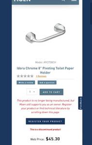 lot 24 image: Moen Idora MY3708CH Chrome 8 Pivoting Toilet Paper Holder ($45 Retail Value)