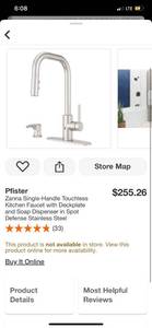 lot 26 image: Pfister F-529-EZN3GS Zanna Single-Handle Touchless Kitchen Faucet with Deckplate and Soap Dispenser in Spot Defense Stainless Steel ($256 Retail Value)