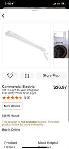 lot 44 image: Commercial Electric 3 ft. 2-Light 45-Watt Integrated LED Utility White Shop Light ($27 Retail Value)