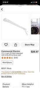 lot 45 image: Commercial Electric 3 ft. 2-Light 45-Watt Integrated LED Utility White Shop Light ($27 Retail Value)