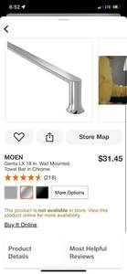 lot 48 image: MOEN Genta LX 18 in. Wall Mounted Towel Bar in Chrome ($31 Retail Value)