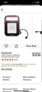 lot 54 image: Honeywell 3000 Lumens Collapsible Portable LED Work Light ($20 Retail Value)