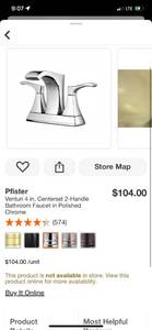 lot 73 image: Pfister Venturi 4 in. Centerset 2-Handle Bathroom Faucet in Polished Chrome ($104 Retail Value)