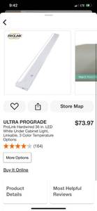 lot 85 image: ULTRA PROGRADE ProLink Hardwired 36 in. LED White Under Cabinet Light, Linkable, 3 Color Temperature Options ($74 Retail Value)