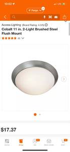lot 94 image: Access Lighting Cobalt 11 in. 2-Light Brushed Steel Flush Mount ($17 Retail Value)