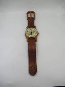 lot 25 image: Wall Watch. Wood Watch Band.