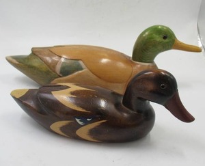 lot 28 image: Nice Pair of wood Ducks. 
