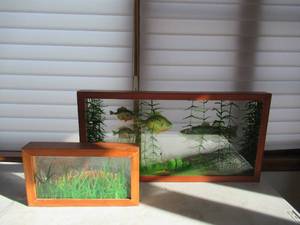 lot 31 image: 2 Very nice wood framed Art Pieces. Fish and Lion cub. 