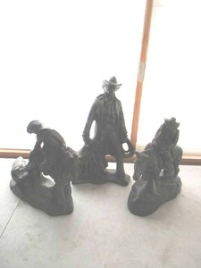 lot 61 image: Lot of 3 Ceramic Western Statues