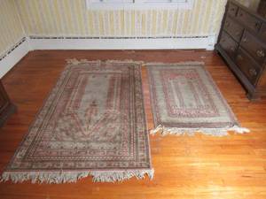 lot 78 image: Lot of 2 Vintage Handmade Area Rugs.