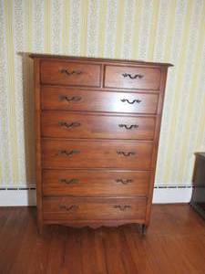 lot 81 image: Vintage High Boy Dresser, Impressions by Thomasville. Solid Wood. Very Nice