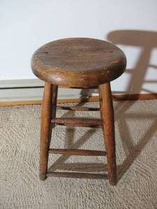 lot 108 image: Charming Antique wood Stool. Primitive. Granny Cottage Core. Farmhouse. 