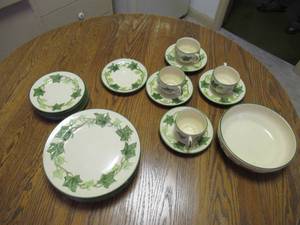 lot 112 image: Vintage Lot of Franciscan Ivy China. 22 pieces. Cottage Core. Granny Core. Farmhouse. 