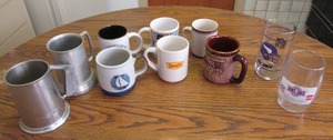 lot 122 image: Lot of Misc. Coffee Mugs & Drinking Glasses.