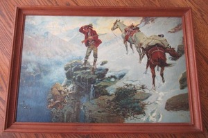 lot 129 image: Beautiful Vintage Framed Art. Cowboys & Horses. Equestrian Art.