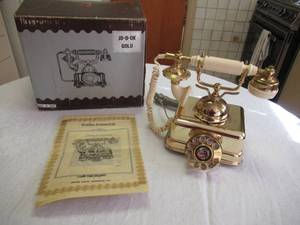 lot 136 image: Vintage Cradle Telephone with box and papers. Granny Core. 
