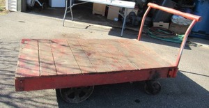 lot 152 image: &nbspAntique Nutting Freight Cart with Cast Iron wheels. Retro. Farmhouse. Cottage Core. 