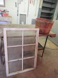 lot 267 image: Lot of Vintage Window and Apple Basket.
