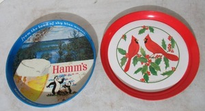 lot 279 image: 2 Vintage Metal Trays Hamms Beer & Hallmark Cardinals.
