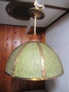 lot 290 image: Vintage 1970s Glass hanging light. Retro. Globe lighting C-95, 491.