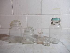 lot 297 image: Vintage Glass Containers Candy Containers and more. Granny Cottage Core. Farmhouse.