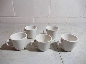 lot 304 image: 5 Vintage Restaurant ware Coffee MugsCoffee cups. Homer Laughlin. Mayer China. Farmhouse. Granny Cottage Core. 