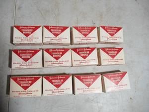 lot 307 image: Lot of 12 Vintage Johnson & Johnson Bandages in original boxes with bandages. New Old Stock. Granny Cottage Core. Farmhouse. 