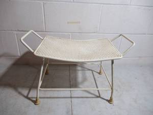 lot 308 image: Vintage Metal Rod Iron Vanity Bench Chair Stool. Retro.