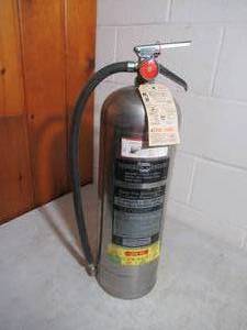 lot 311 image: 2 12 Gallon Stainless Steel Fire Extinguisher. American LaFrance